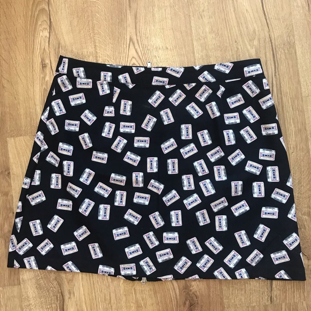 Cassette Print A-Line Skirt.